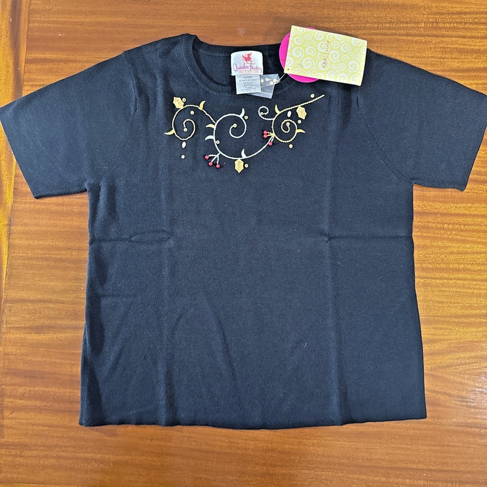 Quacker Factory‎ Embellished Short Sleeve Holiday Sweater 3X